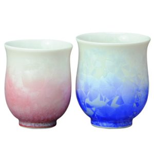 花結晶　（白地青赤）　組湯呑[SE6-141-2]