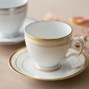 ハンプシャーゴールド&プラチナ　ティー・コーヒー碗皿ペアセット（金・銀）　[4335-6L/P91988]