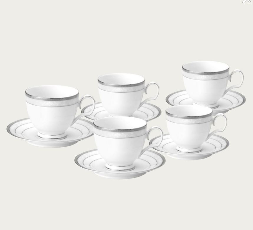 ハンプシャープラチナ　ティー・コーヒー碗皿セット（5客）（銀）　[4336L/F91988]-1
