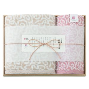 今治謹製紋織バスタオル1フェイスタオル1／ピンク　[SE6-76-8]