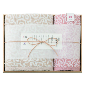 今治謹製紋織バスタオル1フェイスタオル1／ピンク　[SE6-76-8]