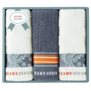 BEAMS　DESIGNチェッカーバンダナフェイスタオル３P　グレー　[SE6-61-7]