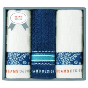BEAMS　DESIGNチェッカーバンダナフェイスタオル３P　ネイビー　[SE6-61-8]