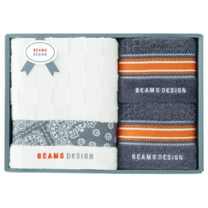 BEAMS　DESIGNチェッカーバンダナフェイスタオル２バスタオル１　グレー　[SE6-61-9]