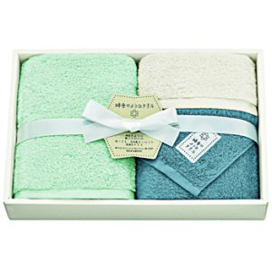 綿雪ベルベットフェイスタオル２ウォッシュタオル１　ブルーグリーン[SE6-85-6]