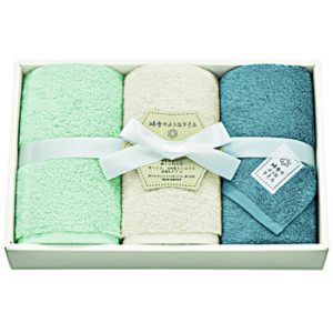 綿雪ベルベットフェイスタオル３P　ブルーグリーン[SE6-85-8]