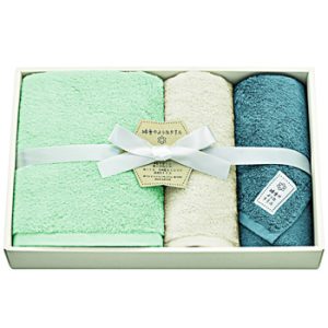 綿雪ベルベットバスタオル１フェイスタオル２　ブルーグリーン　[SE6-85-10]