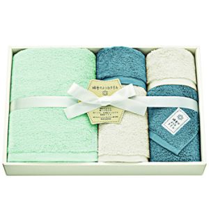 綿雪ベルベットバスタオル1フェイスタオル2ウォッシュタオル2　ブルーグリーン　[SE6-85-12]