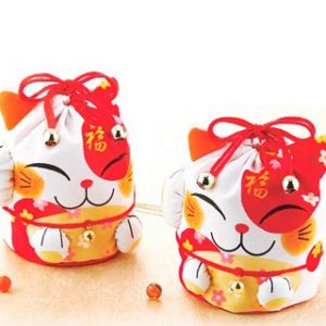 ねこ巾着入り福ねこ　[CK-10N]