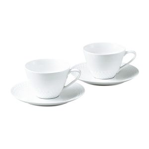 ノリタケ　リズモホワイト　ティー・コーヒー碗皿ペア　[1610L/P94589]