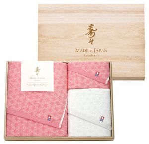 寿々　日本製　愛媛今治　木箱入り紅白タオルセット[60340]