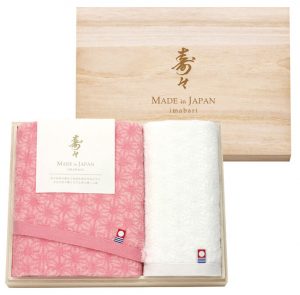 寿々　日本製　愛媛今治　木箱入り紅白タオルセット[60315]