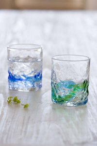 琉球ガラス村　ペアでこロックグラス(青/水・水/緑 )　[ryukyu1]