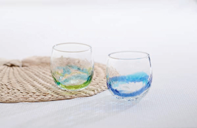 琉球ガラス村　ペアでこたるグラス(青/水・水/緑 )　[ryukyu2]-1