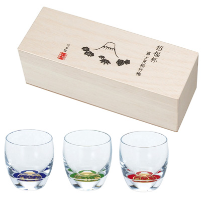 招福杯 富士見松竹梅 杯3種揃（クリア）[62-471-101]