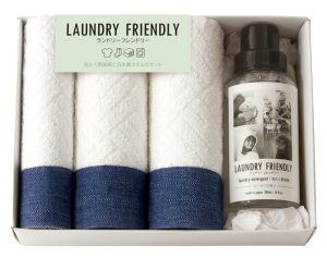 ランドリーフレンドリ−　日本製タオルと洗たく用洗剤ボトルのセット[74050]