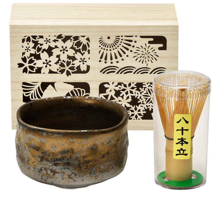 四季庵　抹茶碗セット木箱入　金麗[MCW-S1]-2
