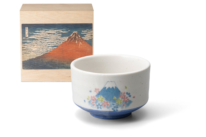 茶楽JAPAN　抹茶碗(桜富士)木箱入[MW-1859]
