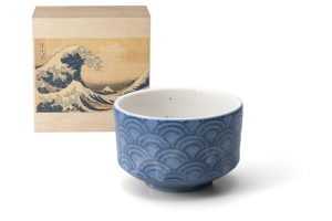 茶楽JAPAN　抹茶碗(青海波)木箱入[MW-1862]