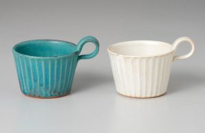 益子焼 モダンマグカップペア（BL・WH）[62-260-33]