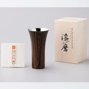 漆磨シリーズ 和然檀 ビアカップ(木箱入)黒檀 [SD3-81-2] 