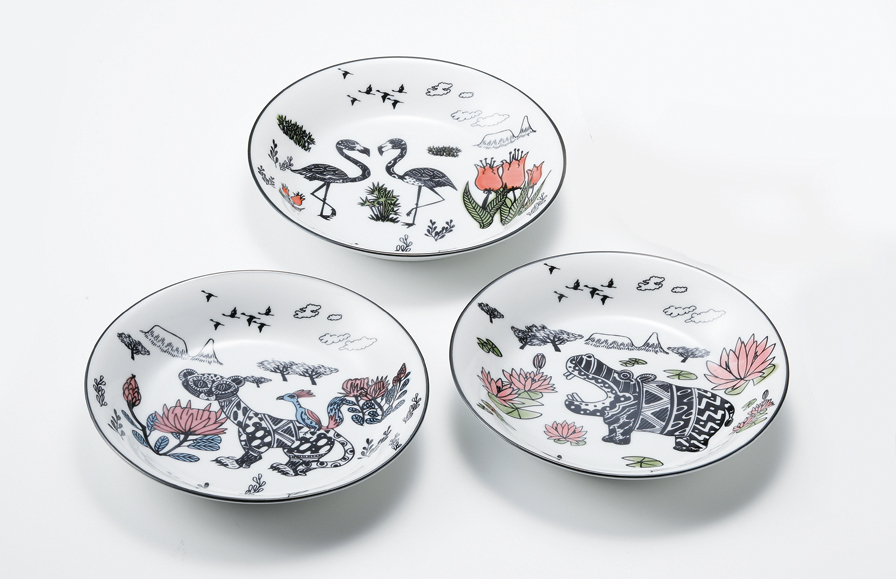 ワニャマ　カレー皿3P　木箱入 [WAN-3003K]-2