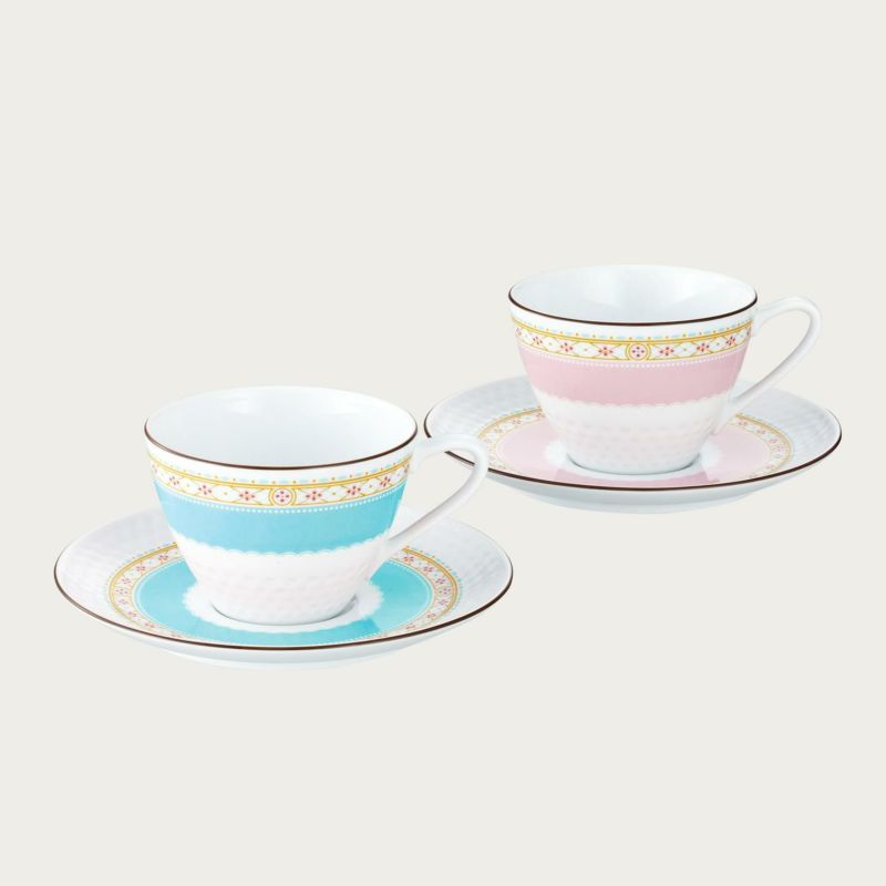 ハミングブルー/ハミングブロッサム　ティー・コーヒー碗皿ペアセット（色変り）[1645-19L/P94589]-1