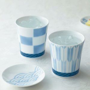 [1688-91J/P2181]アテハカ コレクション　タンブラーペアセット（市松・矢絣）
